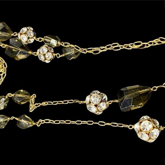 J Crew Necklace Gold Tone Amber Color Stones 30” adjustable-2 necklaces - Picture 6 of 9